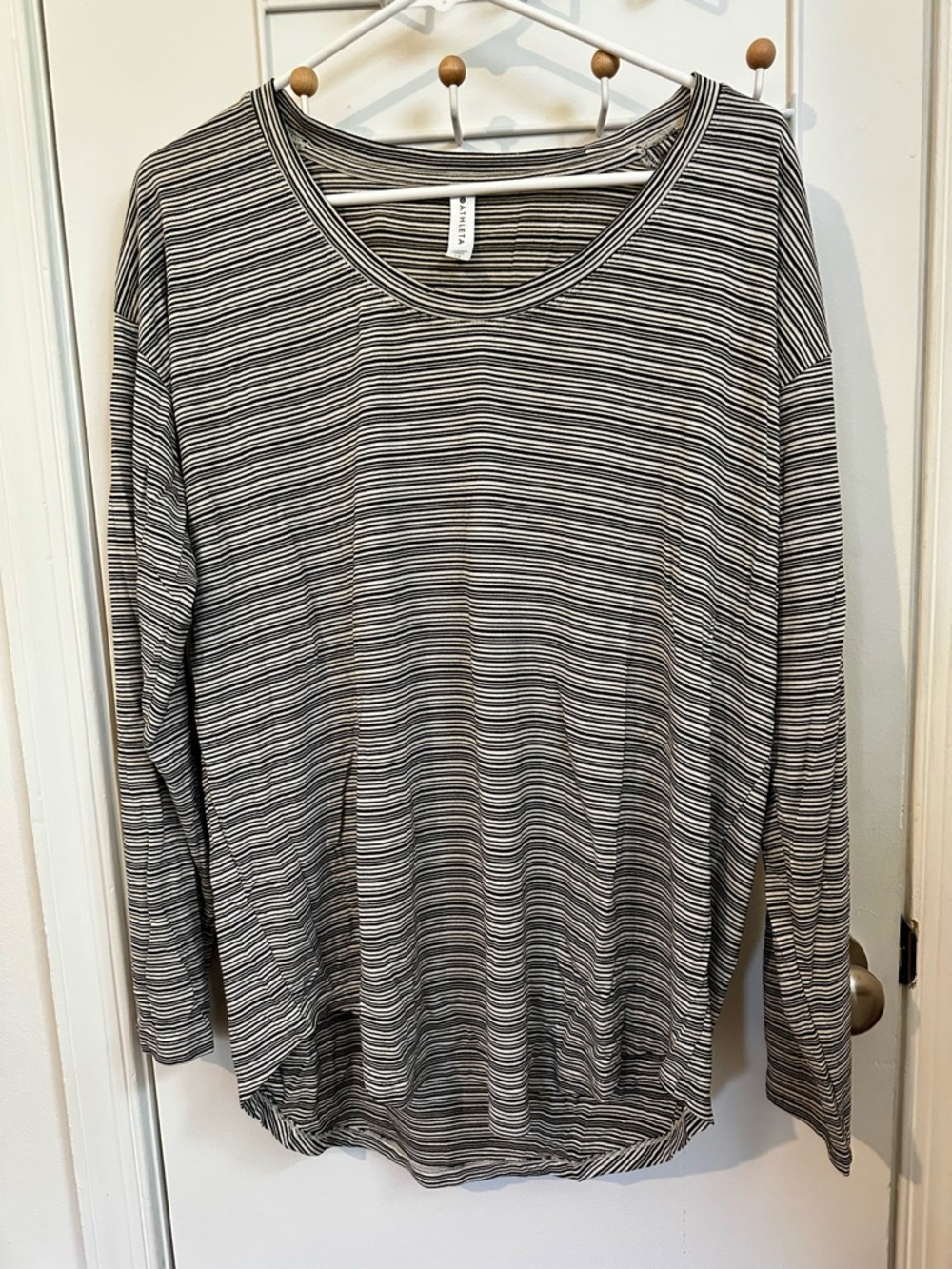 Striped Long Sleeve Athleta Tee - Black & White